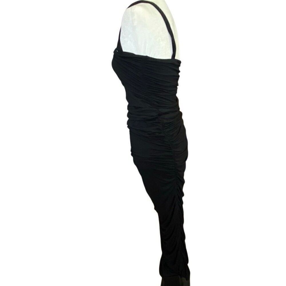 Good American Ruched Sleeveless Black Body Con Jersey Dress Size 3 Large New - Picture 5 of 7